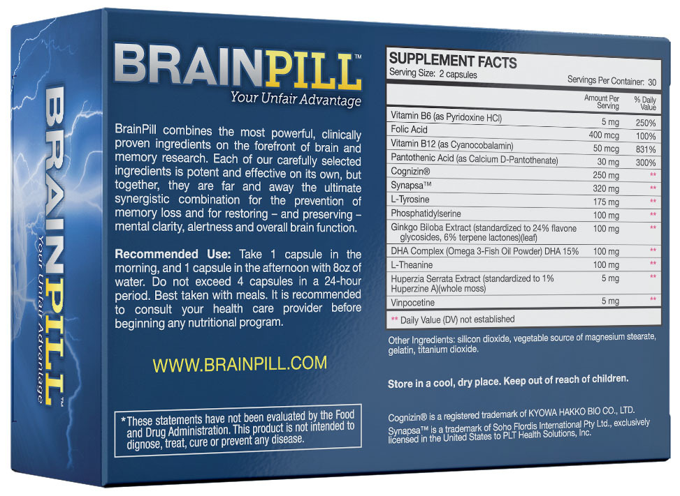 Label of Brain pill box